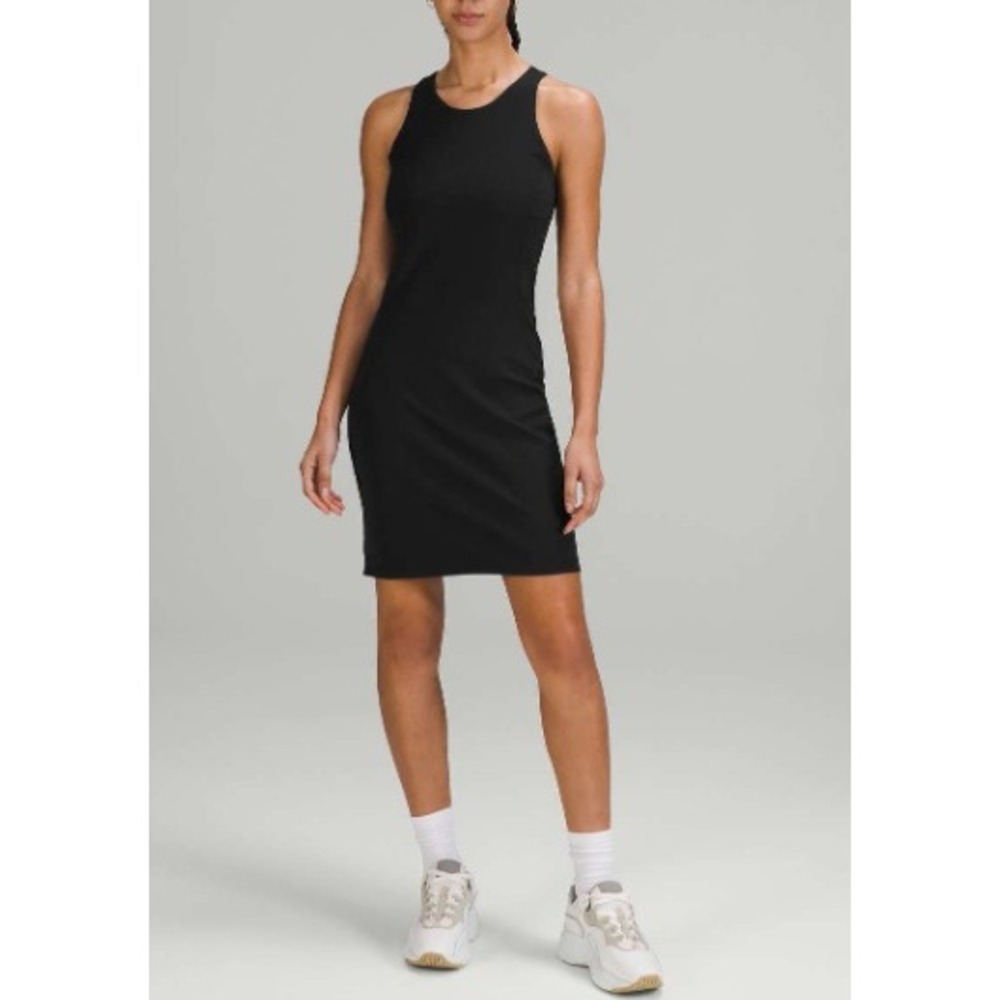 Lululemon Slim Fit Above Knee Dress Black High Neck Racerback Mini 4 W1DNSS